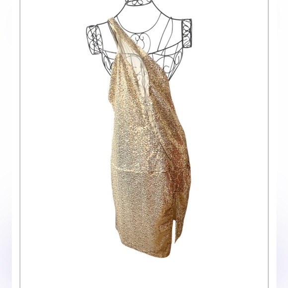 Chic Me Gold Sequin One Shoulder Dress Sz XL Women - Picture 1 of 8